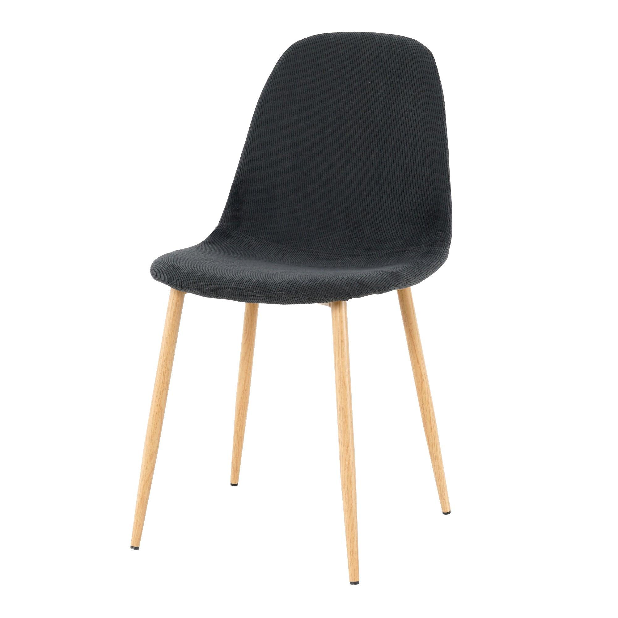 Deep Grey Modern Fabric Chairs With Wood-Transfer Metal Leg Set Of 4 LamCham