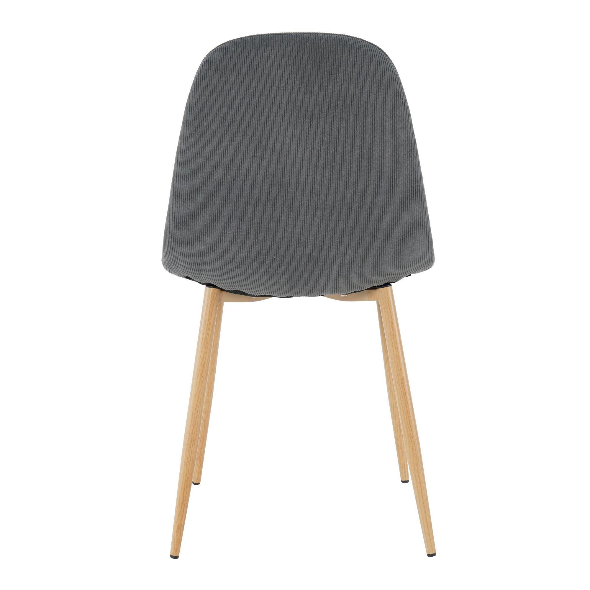 Deep Grey Modern Fabric Chairs With Wood-Transfer Metal Leg Set Of 4 LamCham