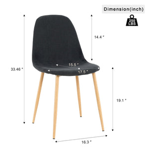 Deep Grey Modern Fabric Chairs With Wood-Transfer Metal Leg Set Of 4 LamCham