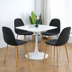 Deep Grey Modern Fabric Chairs With Wood-Transfer Metal Leg Set Of 4 LamCham