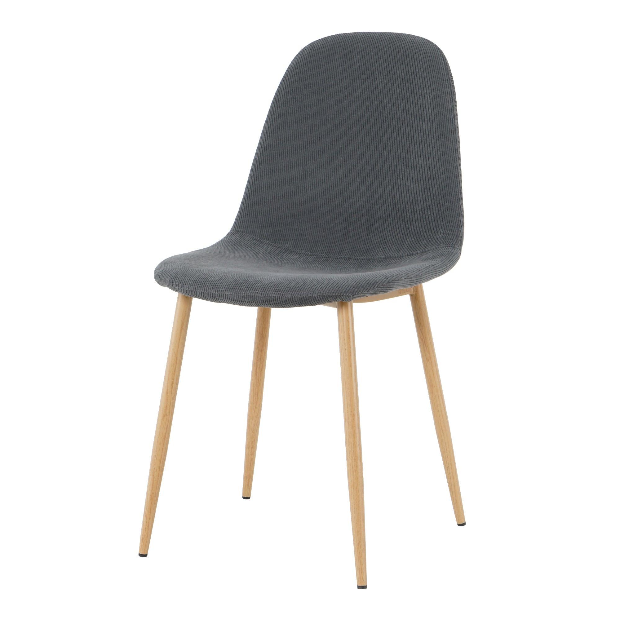 Deep Grey Modern Fabric Chairs With Wood-Transfer Metal Leg Set Of 4 LamCham