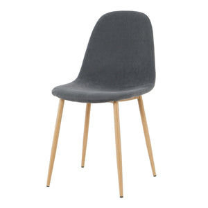 Deep Grey Modern Fabric Chairs With Wood-Transfer Metal Leg Set Of 4 LamCham