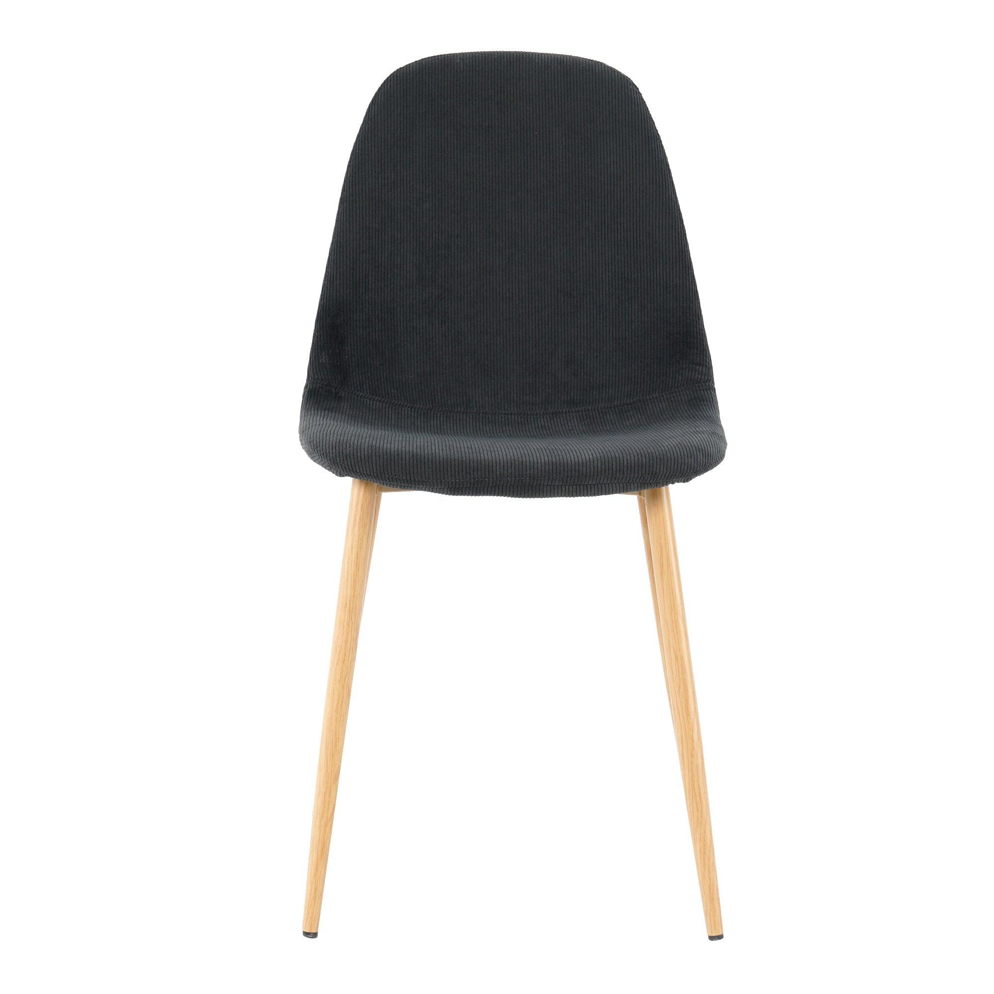 Deep Grey Modern Fabric Chairs With Wood-Transfer Metal Leg Set Of 4 LamCham