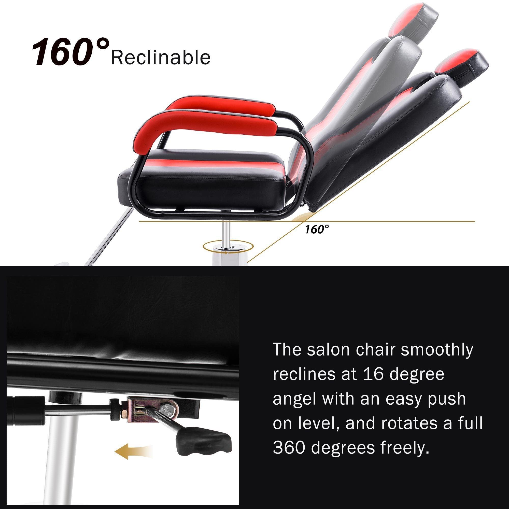 Deluxe Reclining Barber Chair with Heavy-Duty Pump for Beauty Salon Tatoo Spa Equipment LamCham