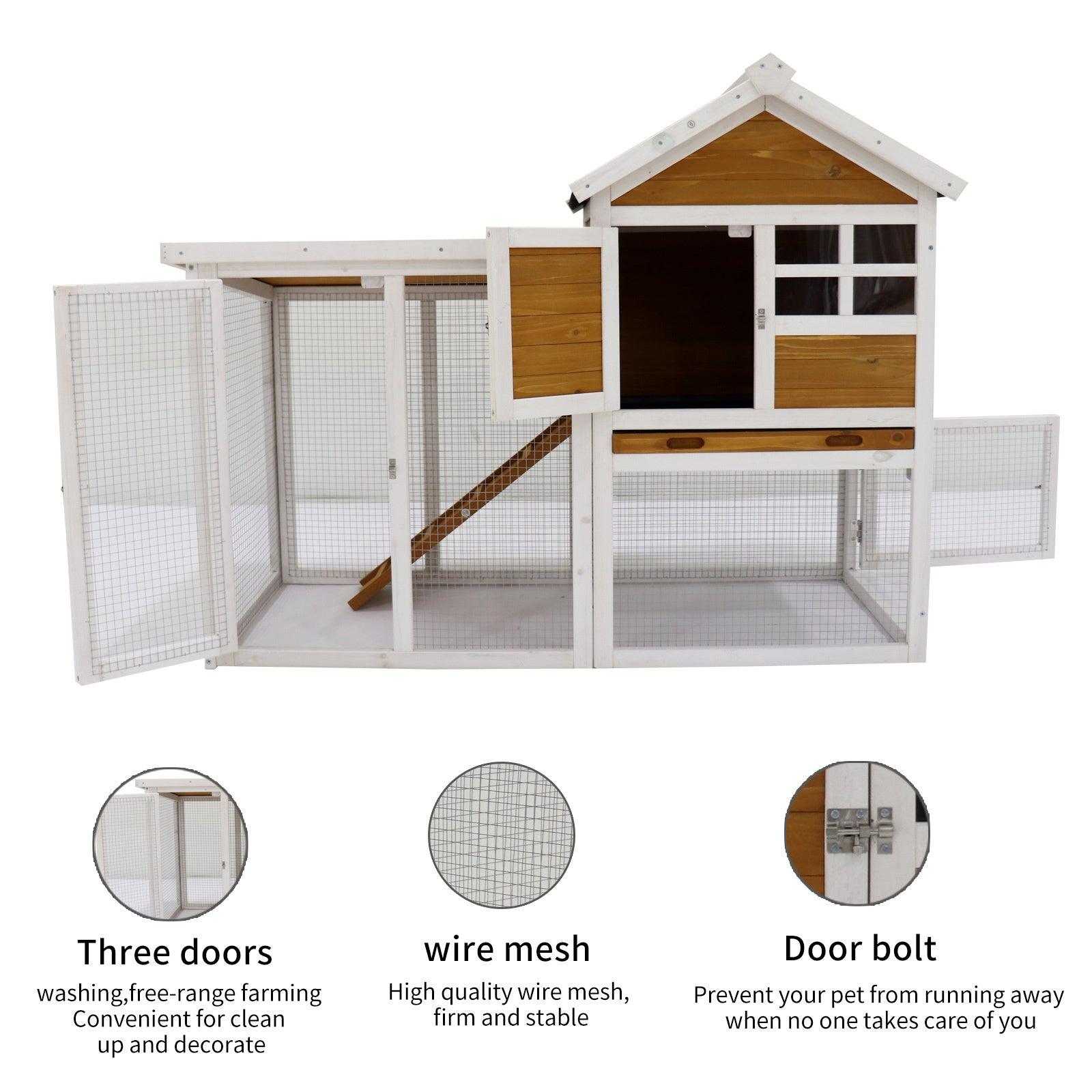 Deluxe Wooden Chicken Coop Hen House Rabbit Wood Hutch Poultry Cage Habitat LamCham