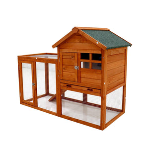 Deluxe Wooden Chicken Coop Hen House Rabbit Wood Hutch Poultry Cage Habitat(Natural) LamCham