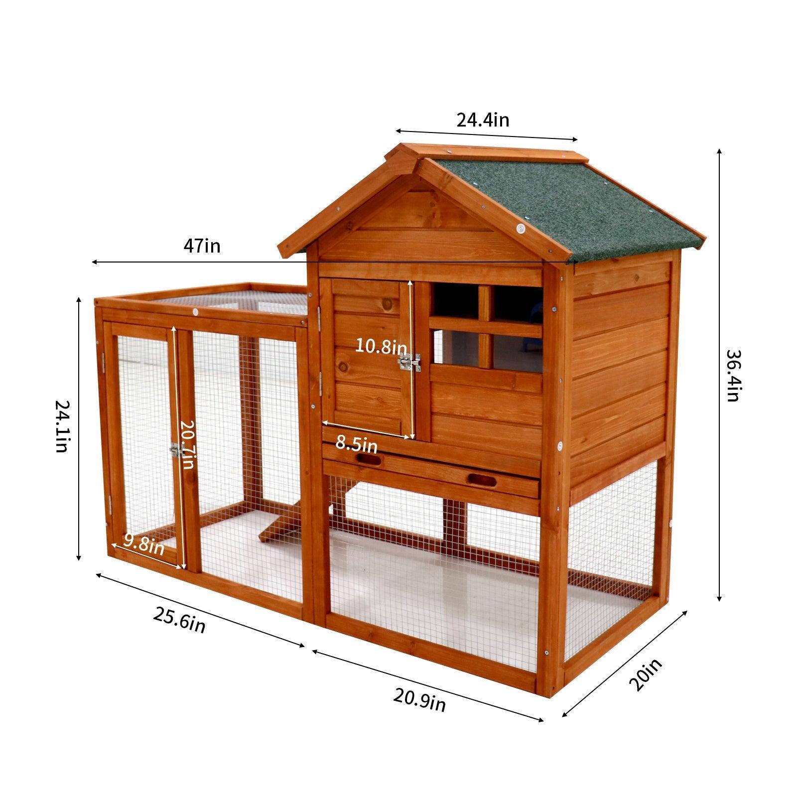 Deluxe Wooden Chicken Coop Hen House Rabbit Wood Hutch Poultry Cage Habitat(Natural) LamCham