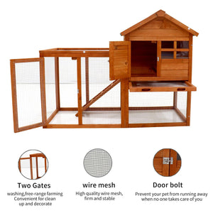 Deluxe Wooden Chicken Coop Hen House Rabbit Wood Hutch Poultry Cage Habitat(Natural) LamCham