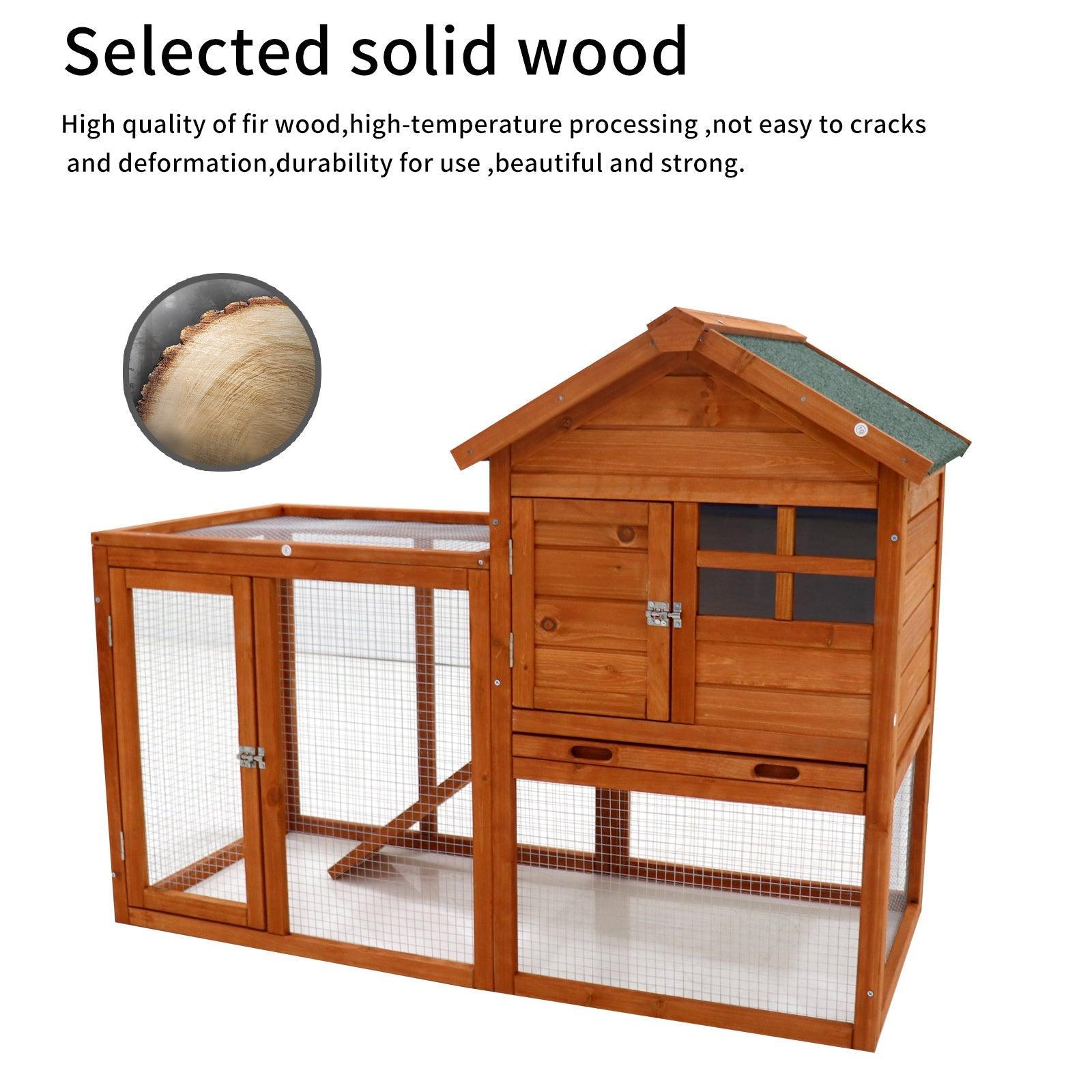 Deluxe Wooden Chicken Coop Hen House Rabbit Wood Hutch Poultry Cage Habitat(Natural) LamCham