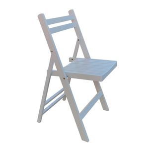 Furniture Slatted Wood Folding Special Event Chair - White, Set of 4