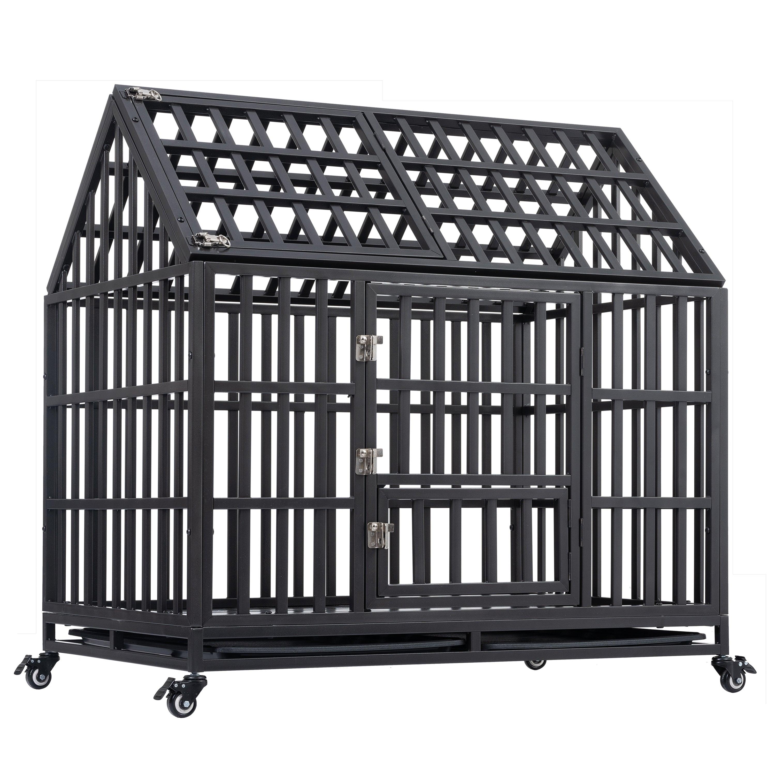 Heavy Duty Dog Cage  Pet Crate With Roof