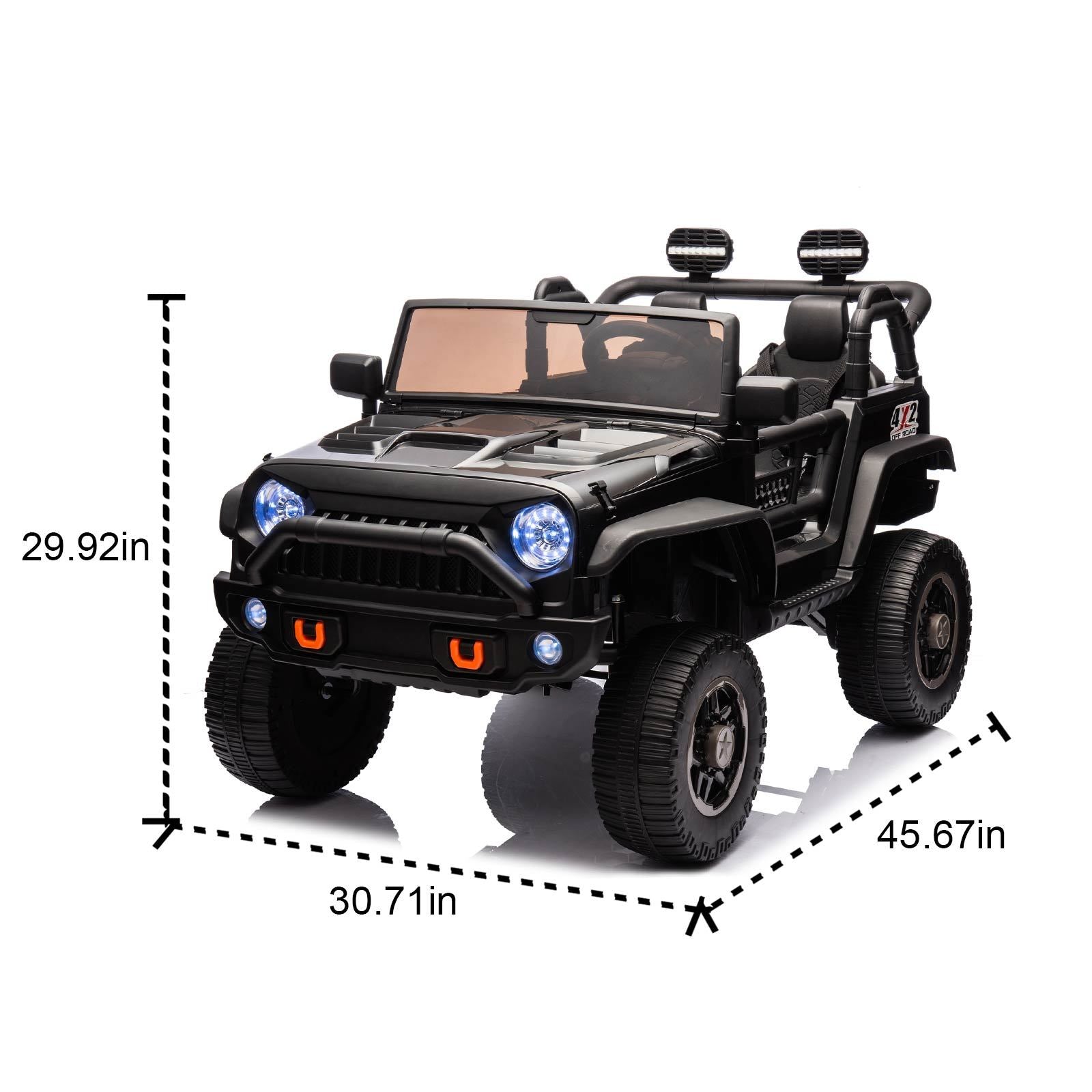 24V Two-Seater Kids Ride On Truck Car W/Parents Control, 200W*2, Seat Width 20.28In, Four-Wheel Suspension, Led Lights, Music, Mp3, Bluetooth, Two Independent Seat Belts, Suitable for Off-Road for Kids Aged 3+