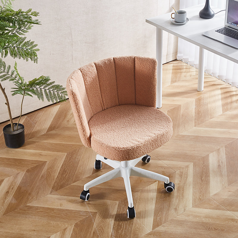 🆓🚛 Office Chair, Fluffy Fuzzy Comfortable Makeup Vanity Chair, Swivel Desk Chair Height Adjustable, Teak