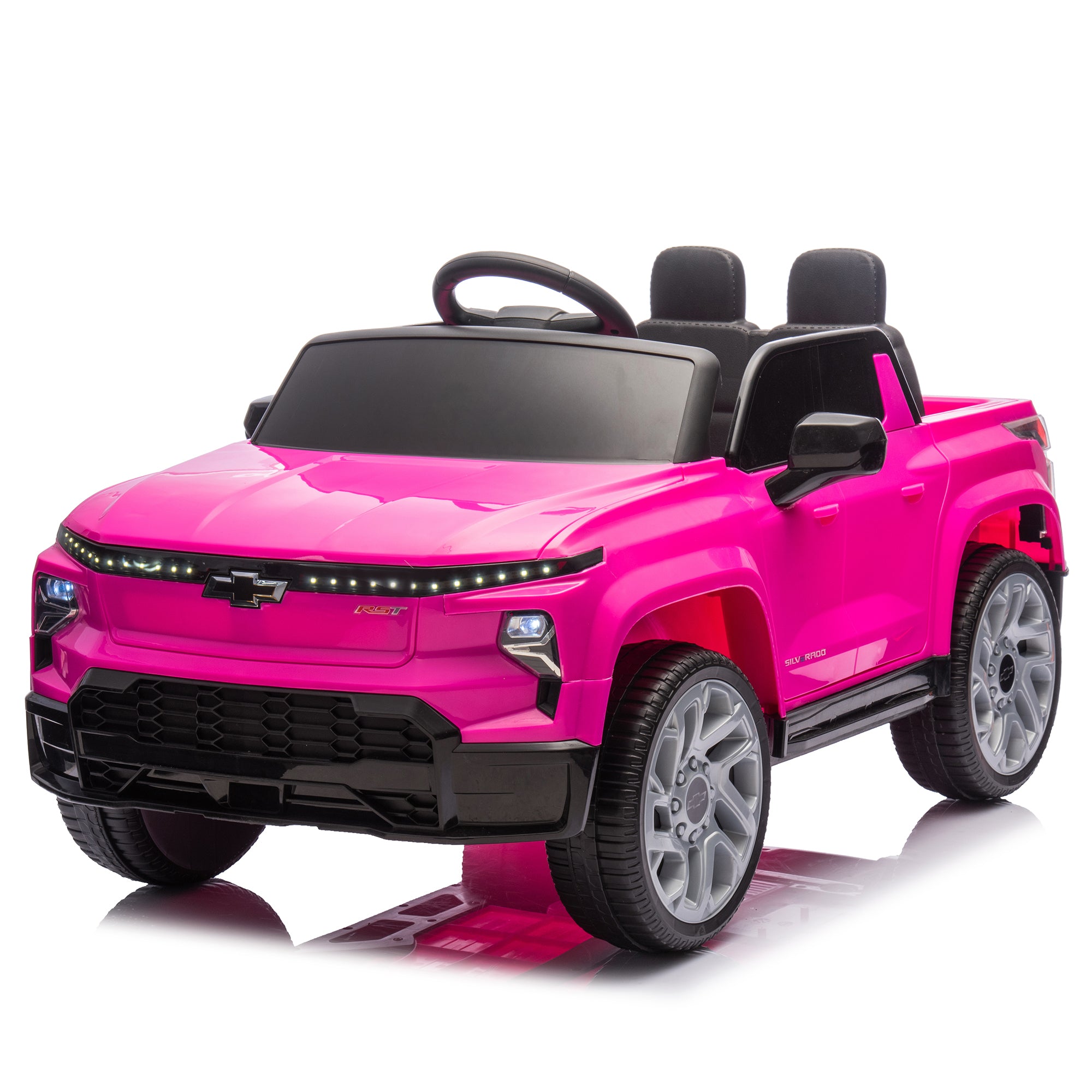 12V Kids Ride On Car W/Parents Control, Licensed Chevrolet Silverado, Four-Wheel Suspension, Led Lights, Bluetooth, Music, Usb, Mp3, Power Display, Speeds 1.86-3.11Mph for Kids Aged 2-5.