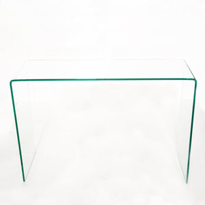 Glass Console Table, Transparent Tempered  Glass Console Table With Rounded Edges Desks, Sofa Table