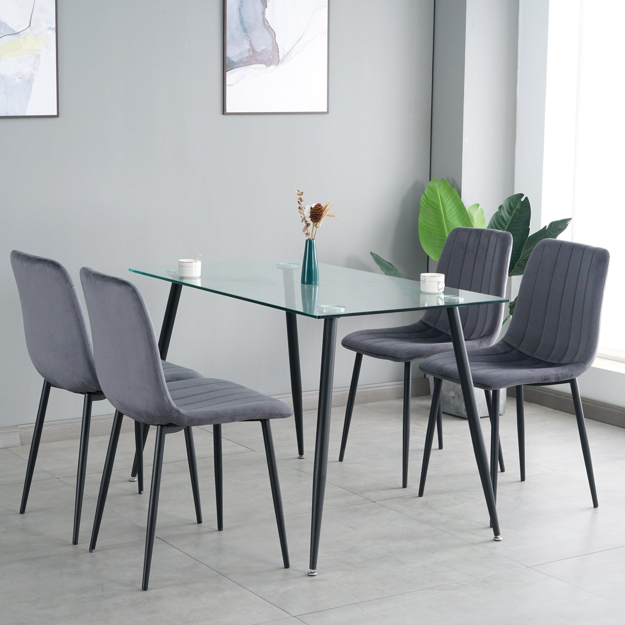 GIKILI Modern Dining Kitchen Chairs with Black Coated Metal Legs (set of 4), Gray