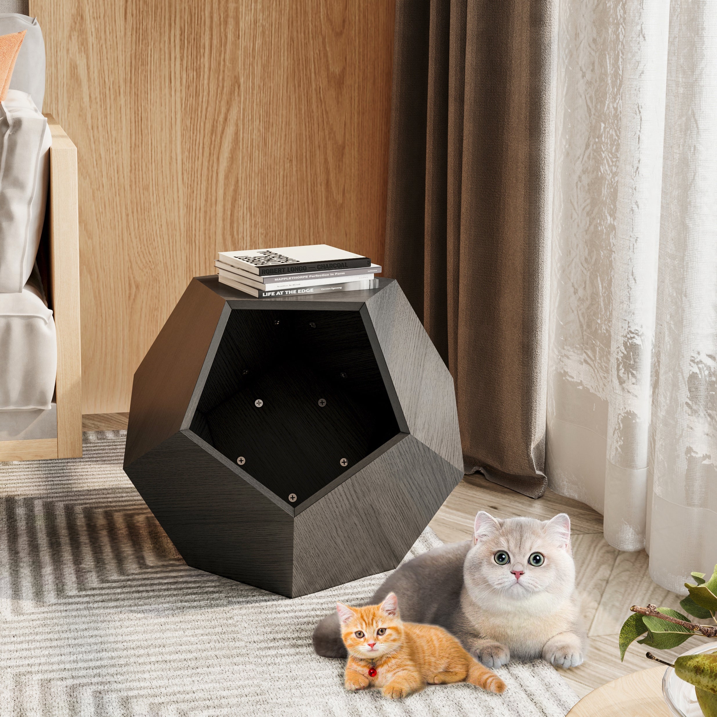 25.98'' Modern Pet Furniture Cat Carrier, Sofa Side Table, Planter Mdf Multifunctional Furniture, Burmese Sumac