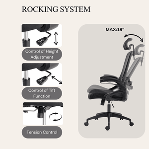 Ergonomic Office Desk Chair, Mesh High Back Computer Chair with Adjustable 3D Headrest & Lumbar Support & Flip-Up Arms Executive/Home/Study/Work Office Desk Chairs with Wheels