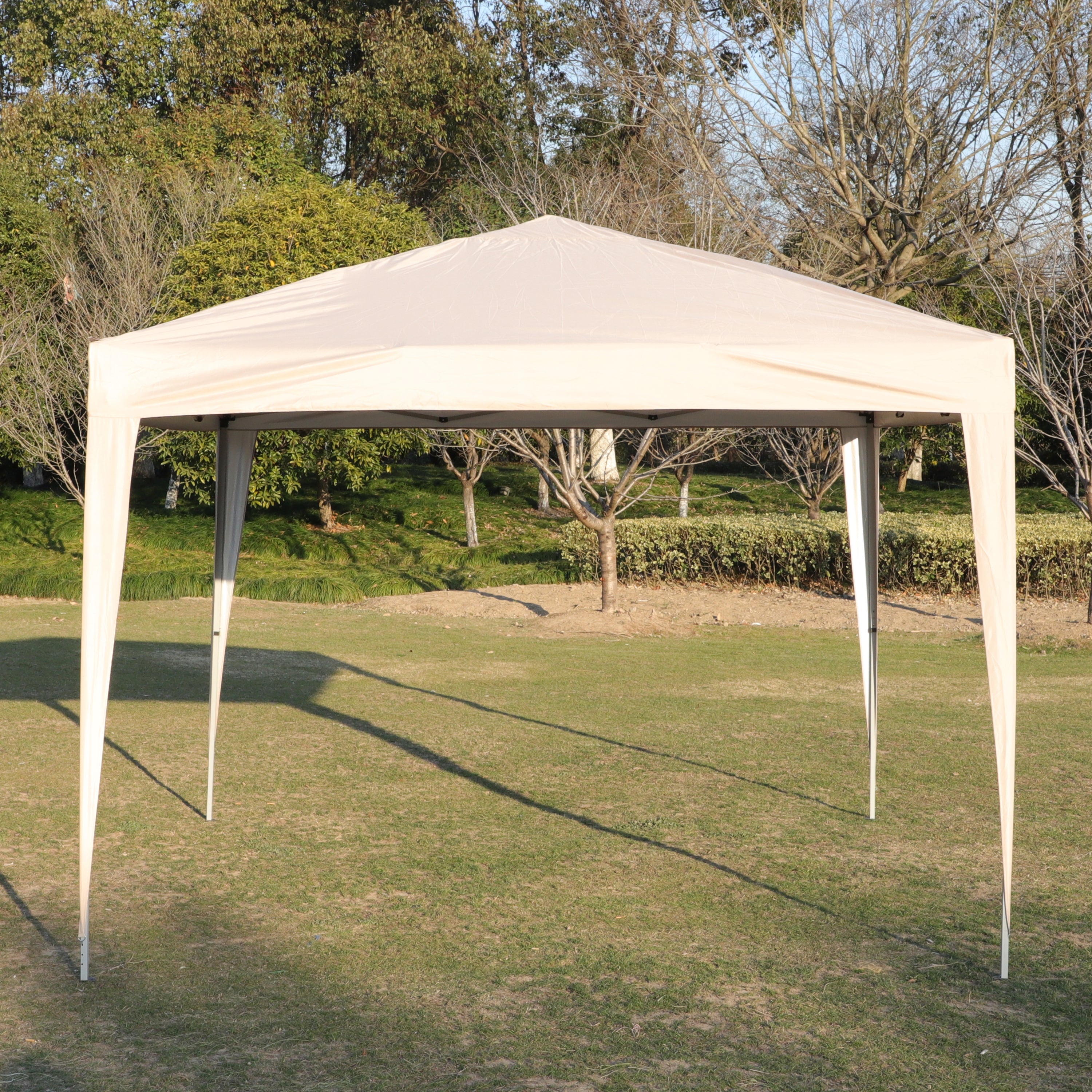🆓🚛 Outdoor 10x 10Ft Pop Up Gazebo Canopy Tent with 4pcs Weight sand bag & Carry Bag, Beige