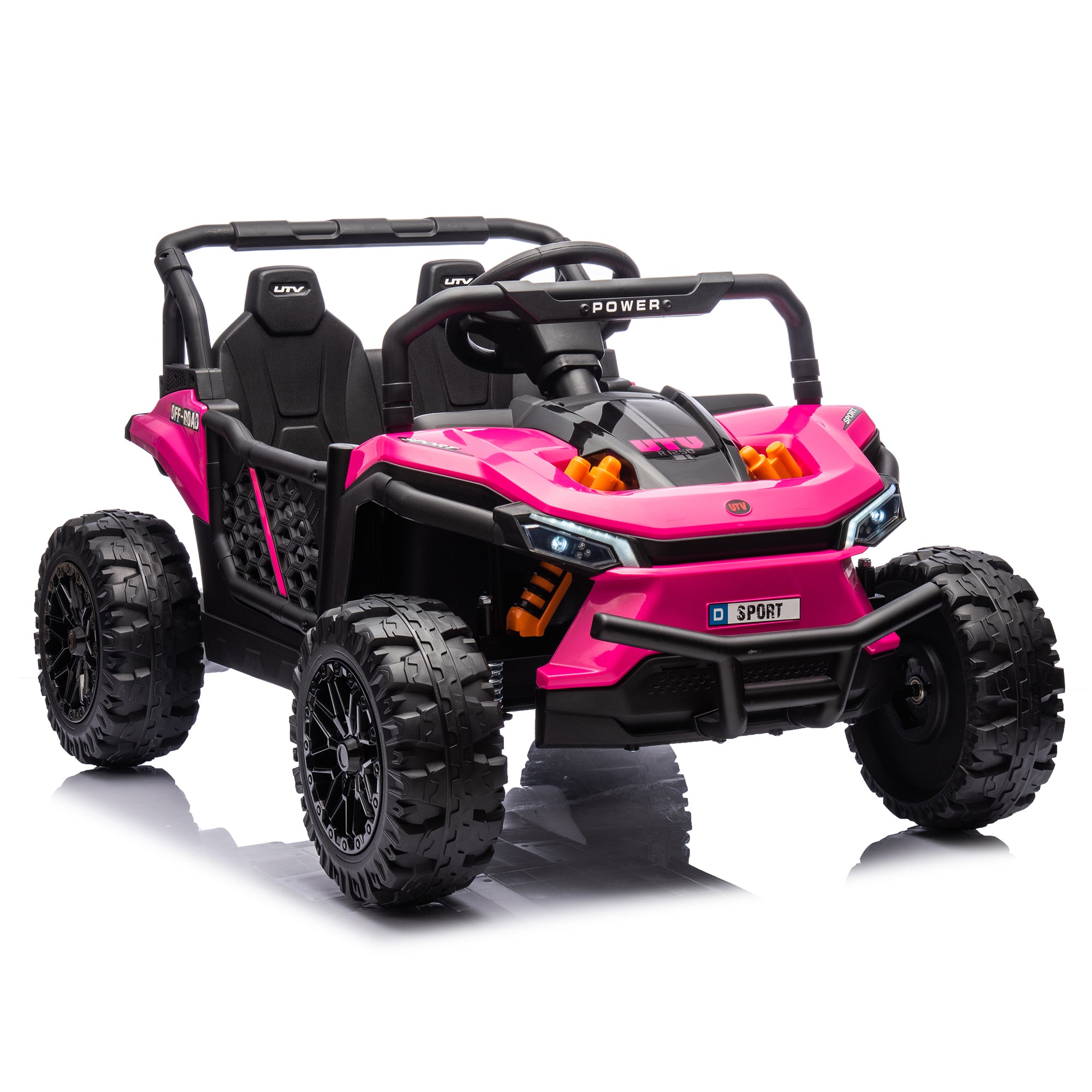 🆓🚛 24V Kids Ride On Utv, Electric Toy for Kids W/Parents Remote Control, Four Wheel Suspension, Low Start, Adjustable Speed, Multimedia Player, Early Education, Bluetooth, Rear Storage Space for Kids Aged 3+.