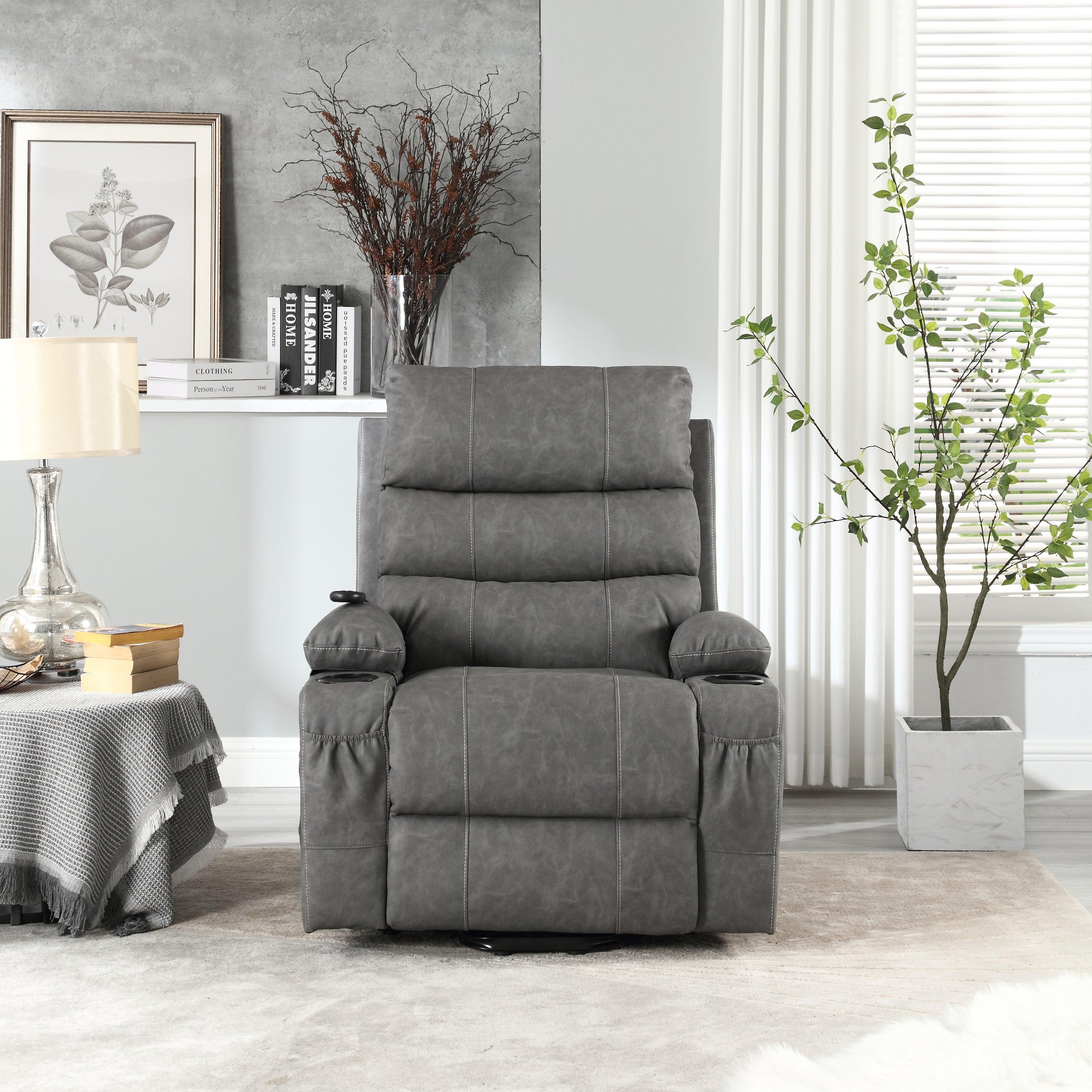 🆓🚛 21" Seat Width Electric Power Lift Recliner Chair Sofa for Elderly, 8 Point Vibration Massage & Lumber Heat, Remote Control, Side Pockets & Cup Holders, Gray