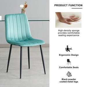 GIKILI Modern Dining Kitchen Chairs with Black Coated Metal Legs (set of 4), Teal