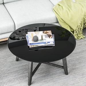 CALMY  32" Inch Round Tempered Glass Table Top Black Glass 3/8 Inch Thick Beveled Polished Edge