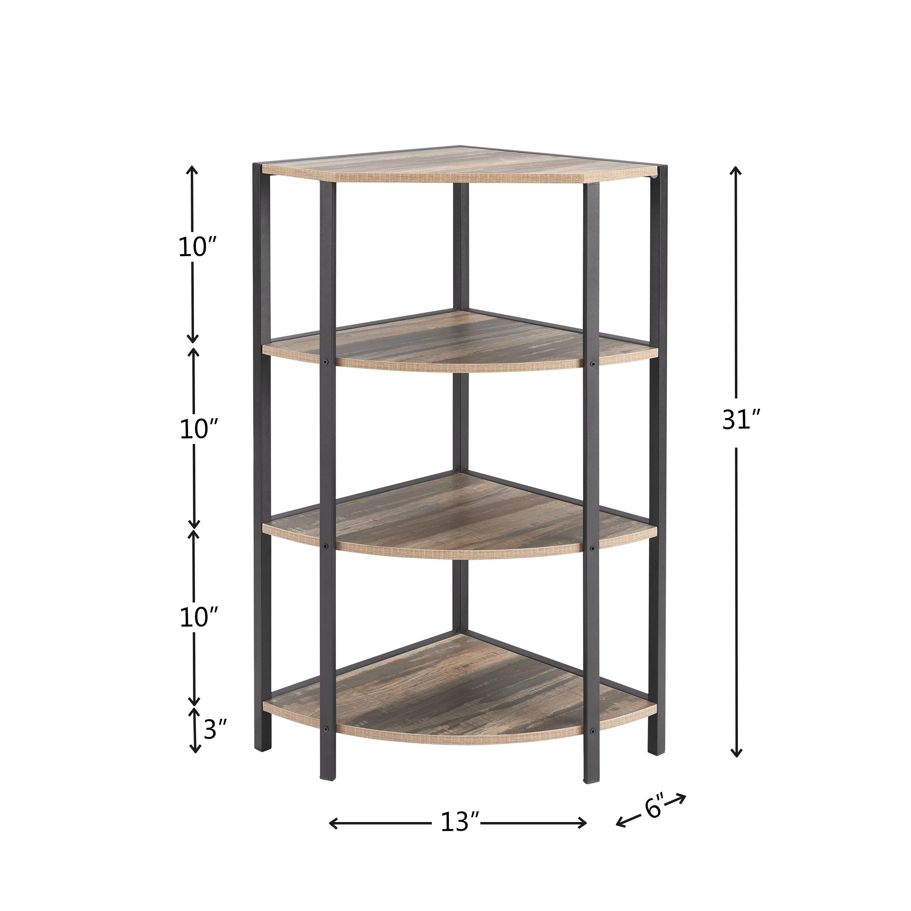 🆓🚛 4-Tier Corner Open Shelf, Bookcase Freestanding Shelving Unit, Plant Stand Small Bookshelf for Living Room, Home Office, Kitchen, Small Space