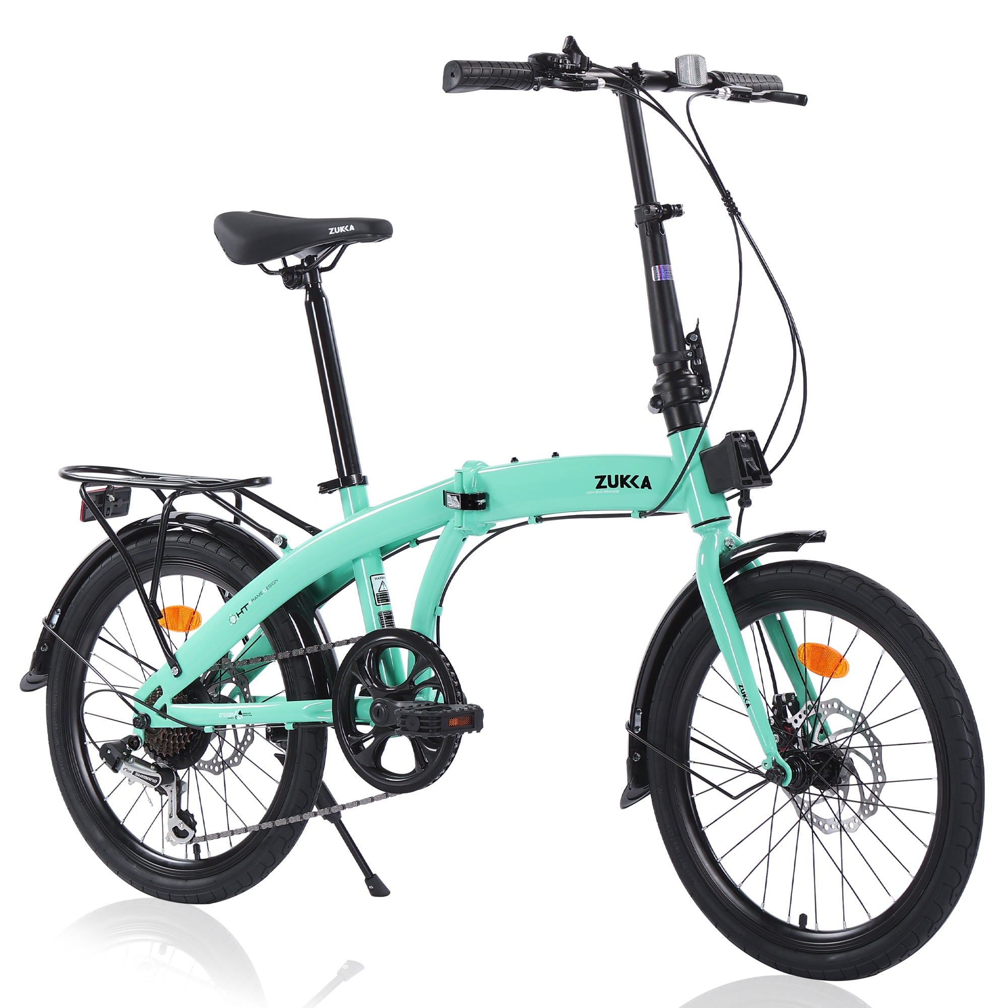 20" Folding Bike Steel Frame 7 Speed City Bike, Blue