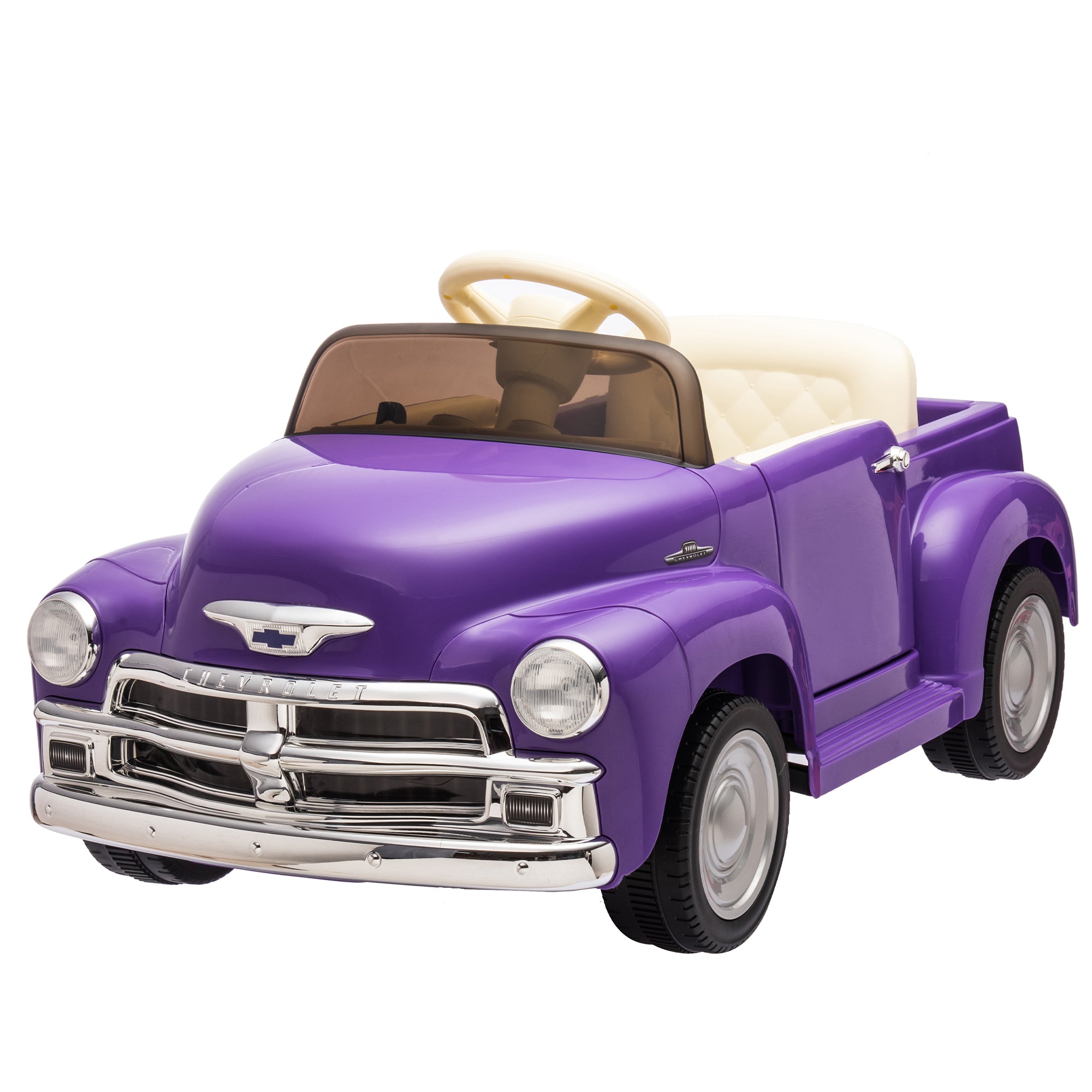 12V Kids Ride On Truck Car W/Parents Control, Licensed Chevrolet 3100 Pickup, Electric Car for Kid, Vintage Modeling, 3 Speeds, Led Lights, Bluetooth, Usb, High-Power Up To 3.11 Mph, Age 3+