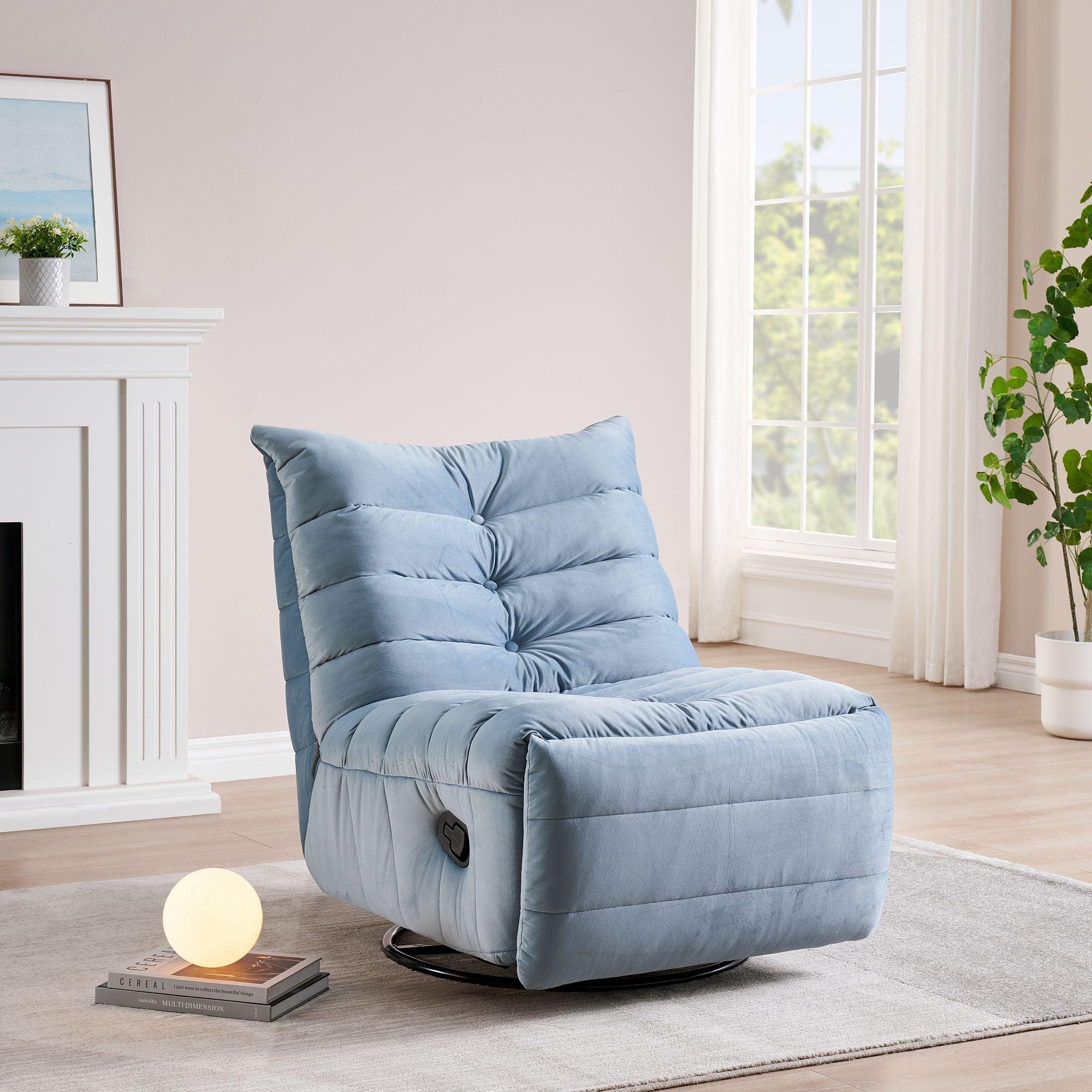 🆓🚛 Lazy Chair, Rotatable Modern Lounge With a Side Pocket, Leisure Upholstered Sofa Chair, Reading Chair for Small Space