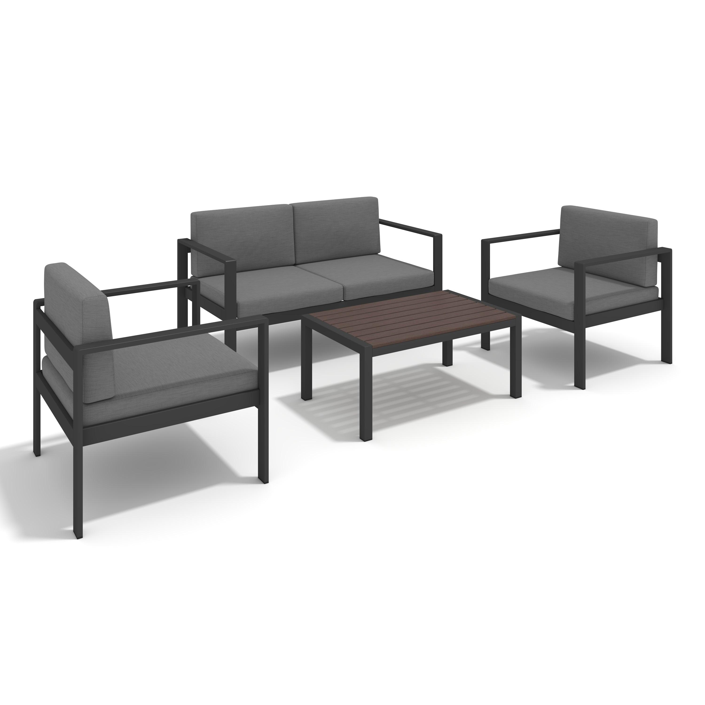 🆓🚛 Aluminum Modern 4 Piece Sofa Seating Group For Patio Garden Outdoor