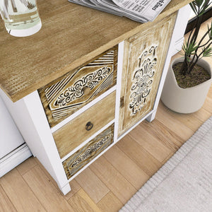 Fully Assembled Hand-Carved Accent Cabinet With Vintage Charm - Versatile Storage And Distinctive Design