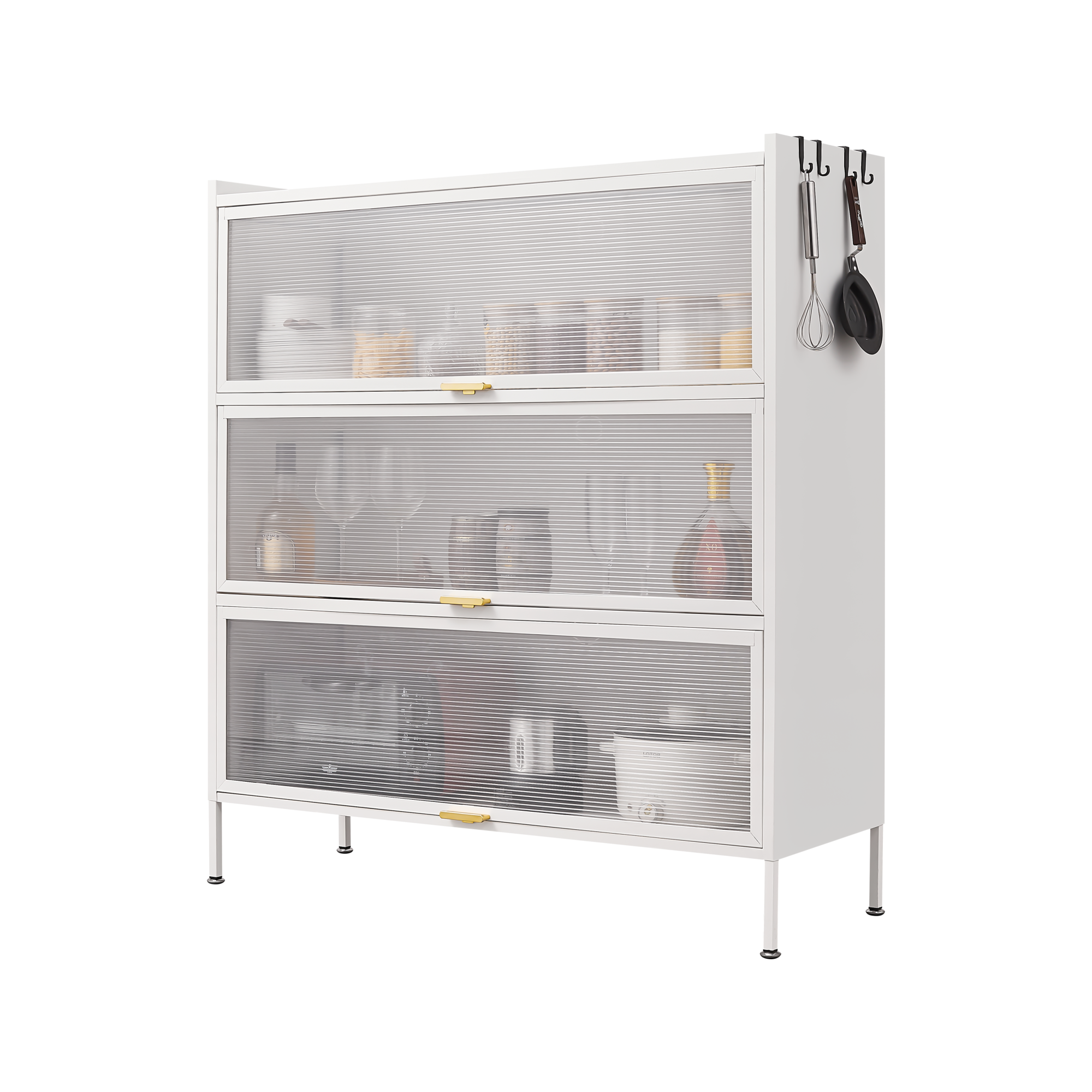 3 Tier Pantry Storage Cabinet for Kitchen, White