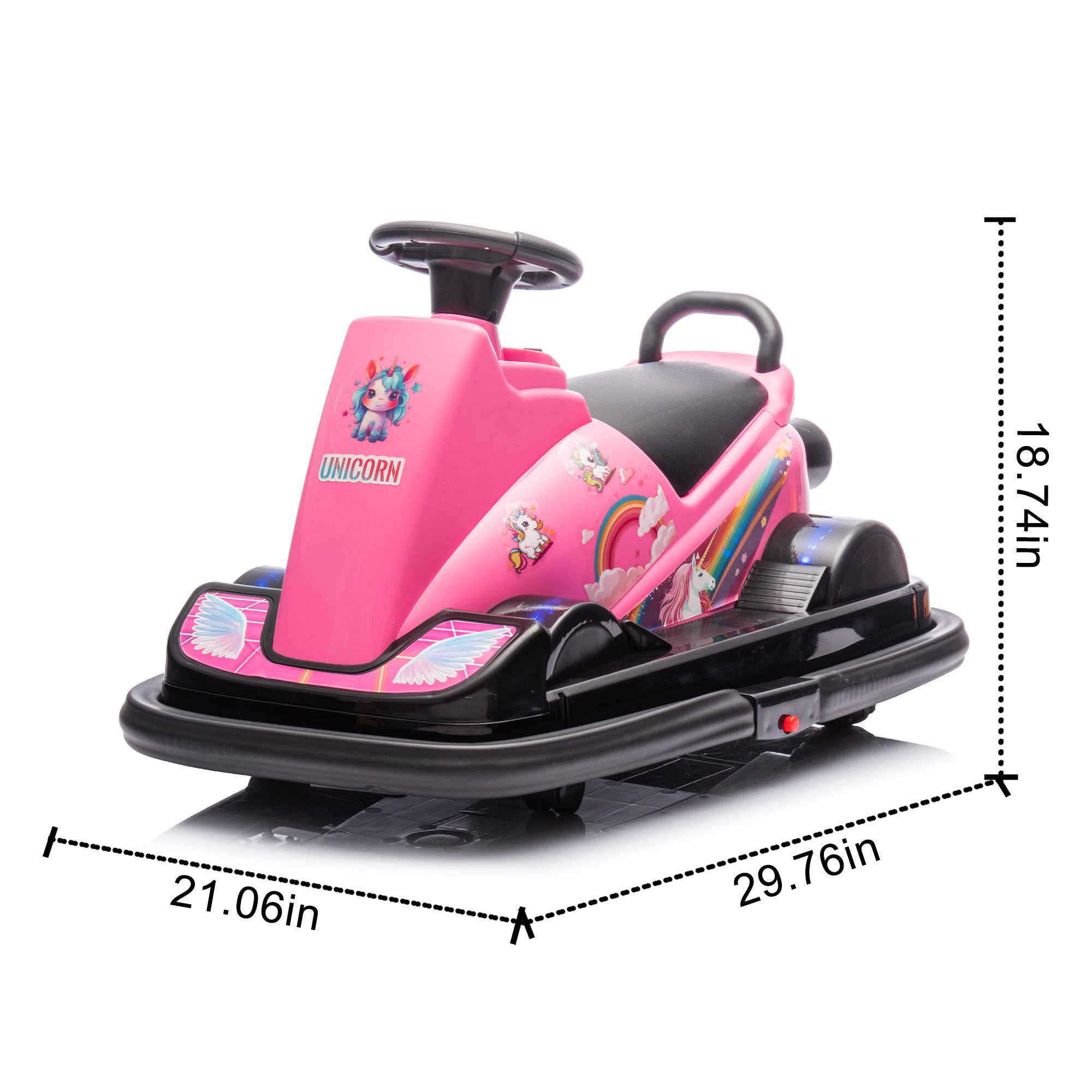 12V Kids Ride On Motor Bumper Car, Integrating System, Rotate 360 Degrees In Place, Collision Triggers Sound Effects and Lights, Four-Wheel Waterfall Light, Cute Appearance Design for Kids Aged 3-5.