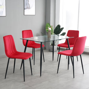 GIKILI Modern Dining Kitchen Chairs with Black Coated Metal Legs (set of 4), Red