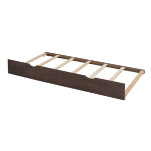 Full Size Storage Platform Bed with Pull Out Shelves, Twin Size Trundle and 2 Drawers, Espresso