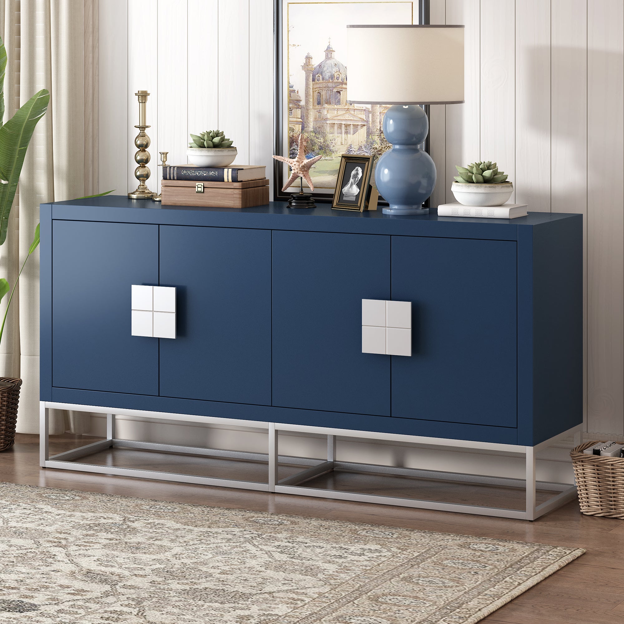 🆓🚛 Light Luxury Designed Cabinet With Unique Support Legs and Adjustable Shelves, Suitable for Living Rooms, Corridors, and Study Rooms.