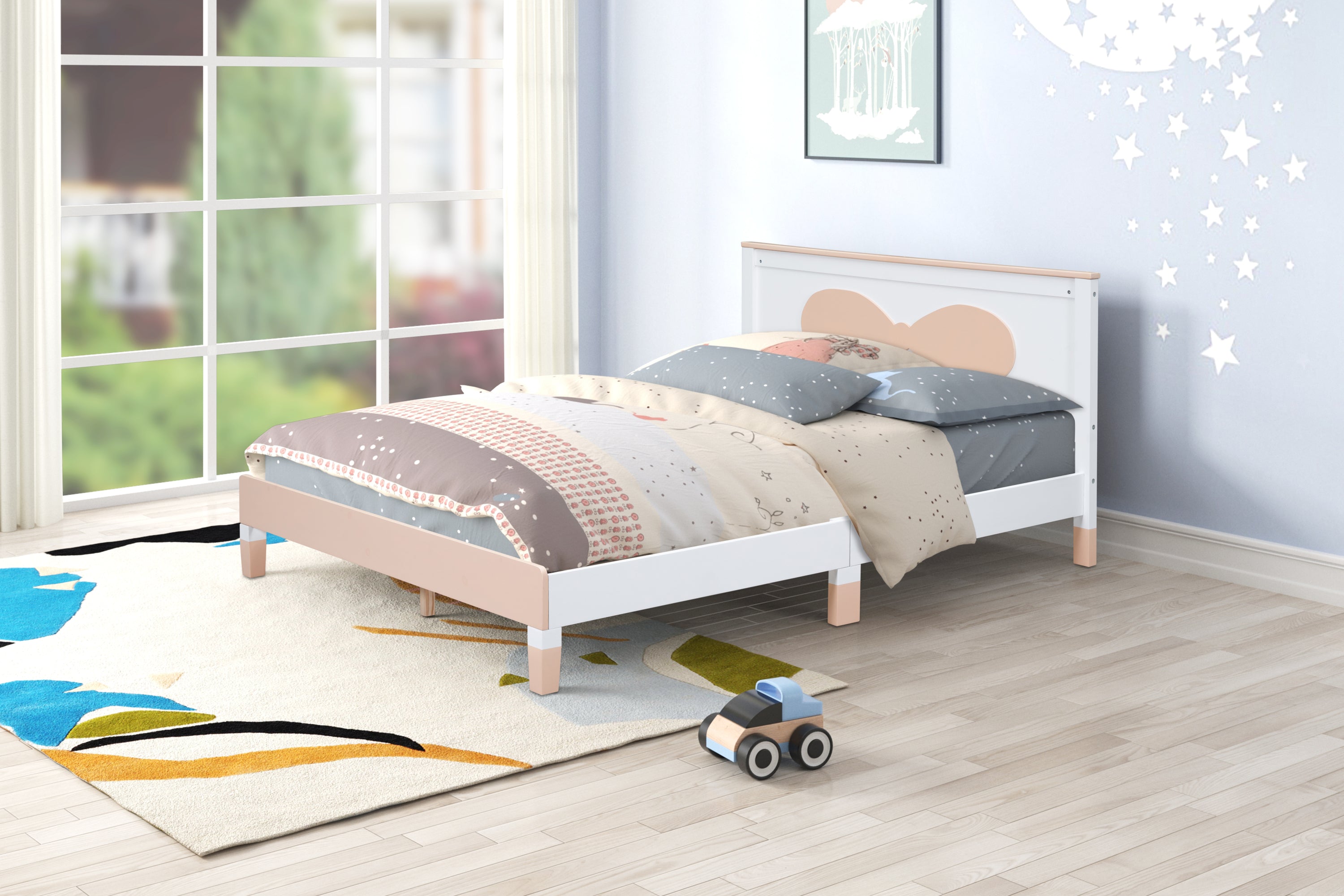 Queen Size Wooden Bow Bed for Girls