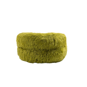 Gramanda 2-In-1 Bean Bag Chair Faux Fur Lazy Sofa & Ottoman Footstool For Adults And Kids - Olive