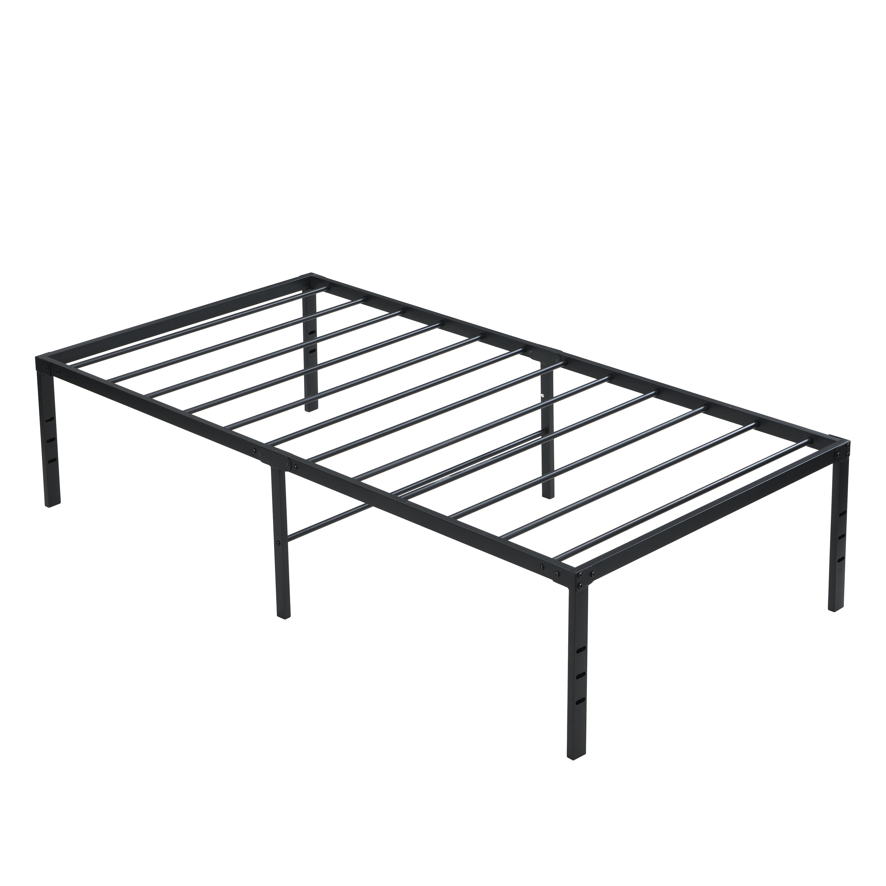 Twin Size Heavy Duty Metal Bed Frame with Quick Assembly, Black, Reinforced Steel for Stable Support