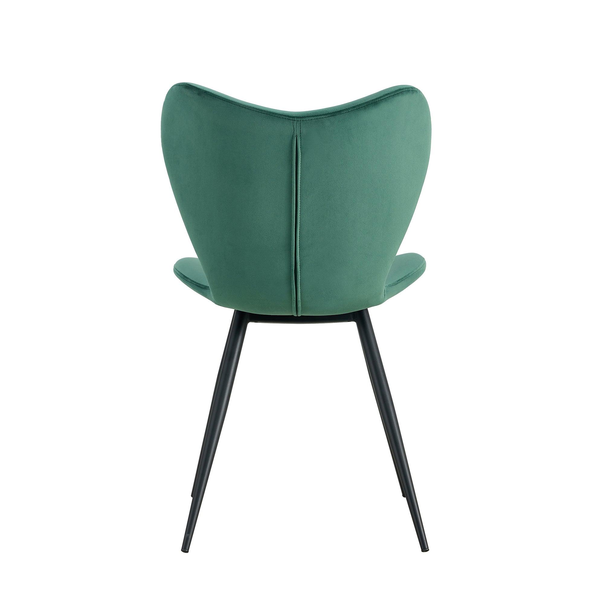 Dining Chairs Set Of 2, Dark Green Velvet  Chair Modern Kitchen Chair With Metal Leg