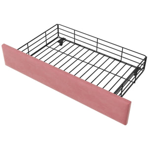 Full Size Upholstered Platform Bed with LED Lights and 4 Drawers, Stylish Irregular Metal Bed Legs Design, Pink