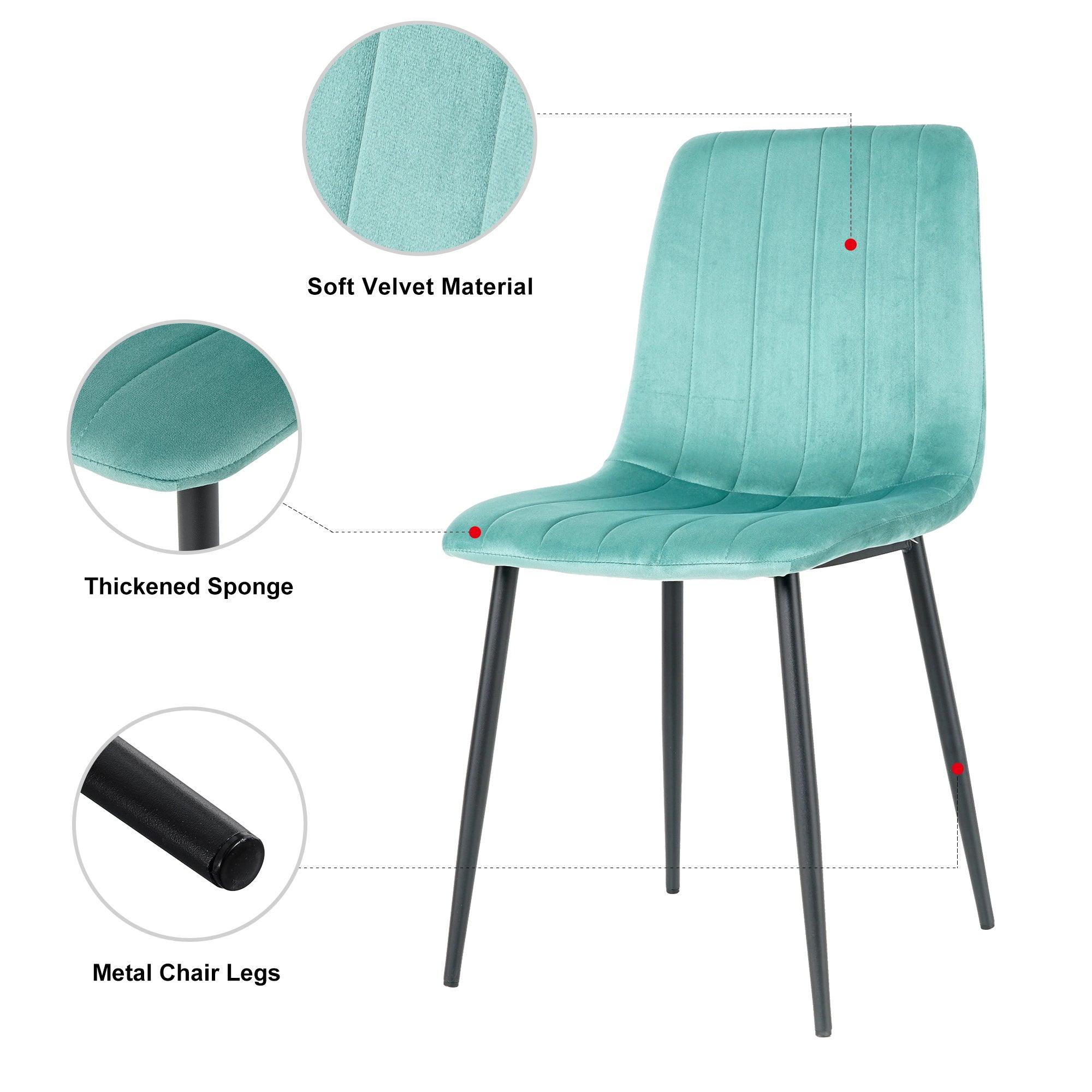 GIKILI Modern Dining Kitchen Chairs with Black Coated Metal Legs (set of 4), Teal