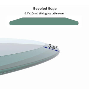 CALMY 38.6" Inch Round Tempered Glass Table Top Clear Glass 2/5" Inch Thick Beveled Polished Edge