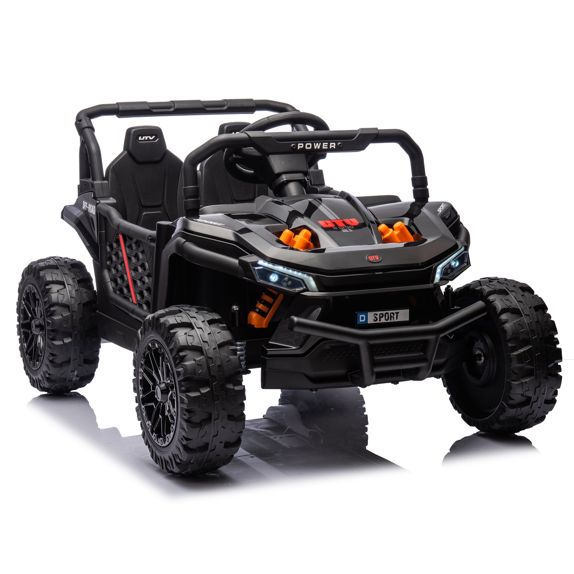 🆓🚛 24V Kids Ride On Utv, Electric Toy for Kids W/Parents Remote Control, Four Wheel Suspension, Low Start, Adjustable Speed, Multimedia Player, Early Education, Bluetooth, Rear Storage Space for Kids Aged 3+.