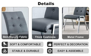 Grid armless high back dining chair, 2-piece set, office chair. Suitable for restaurants, living rooms, kitchens, and offices. Grey chair and electroplated metal legs XS-0809