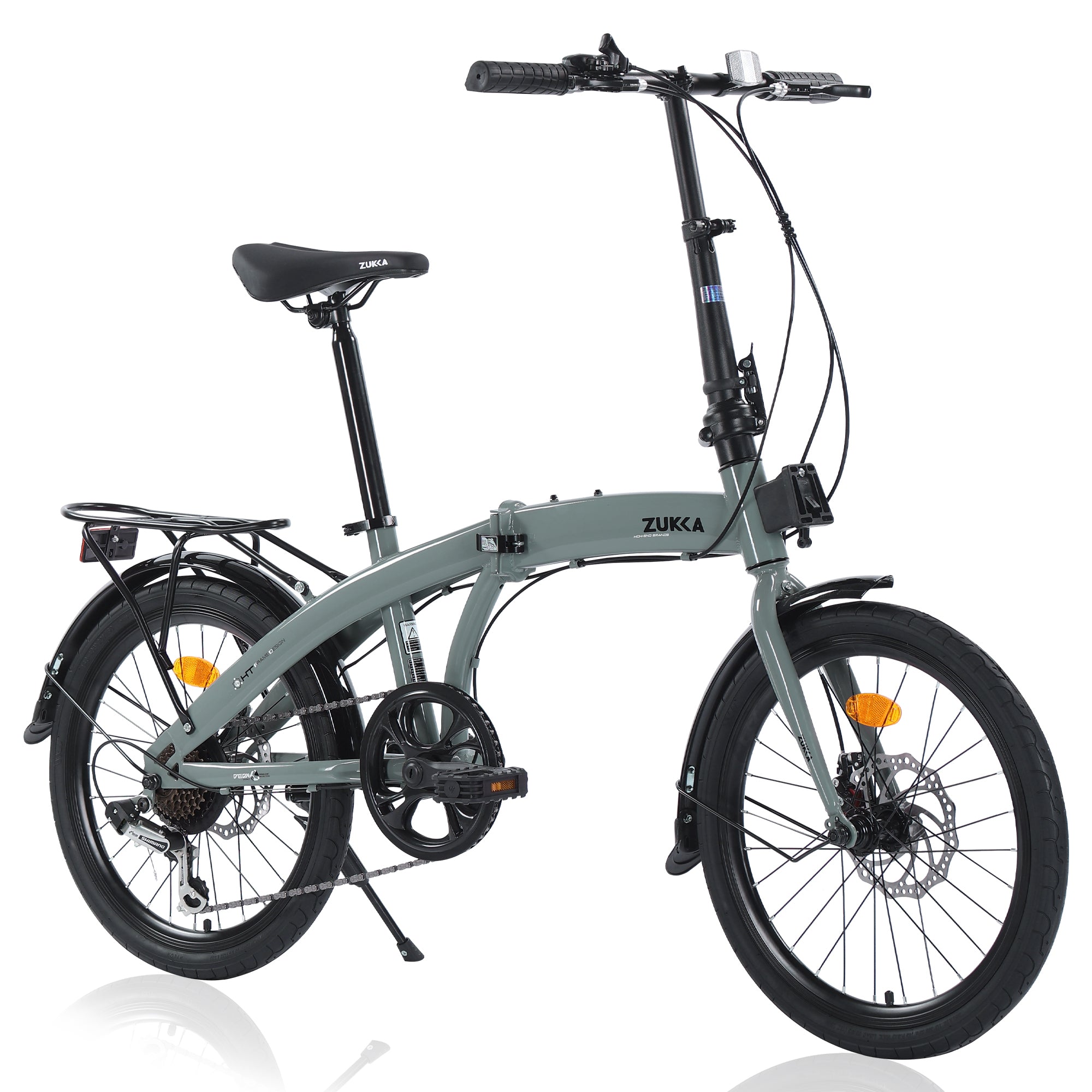 20" Folding Bike Steel Frame 7 Speed City Bike, Gray