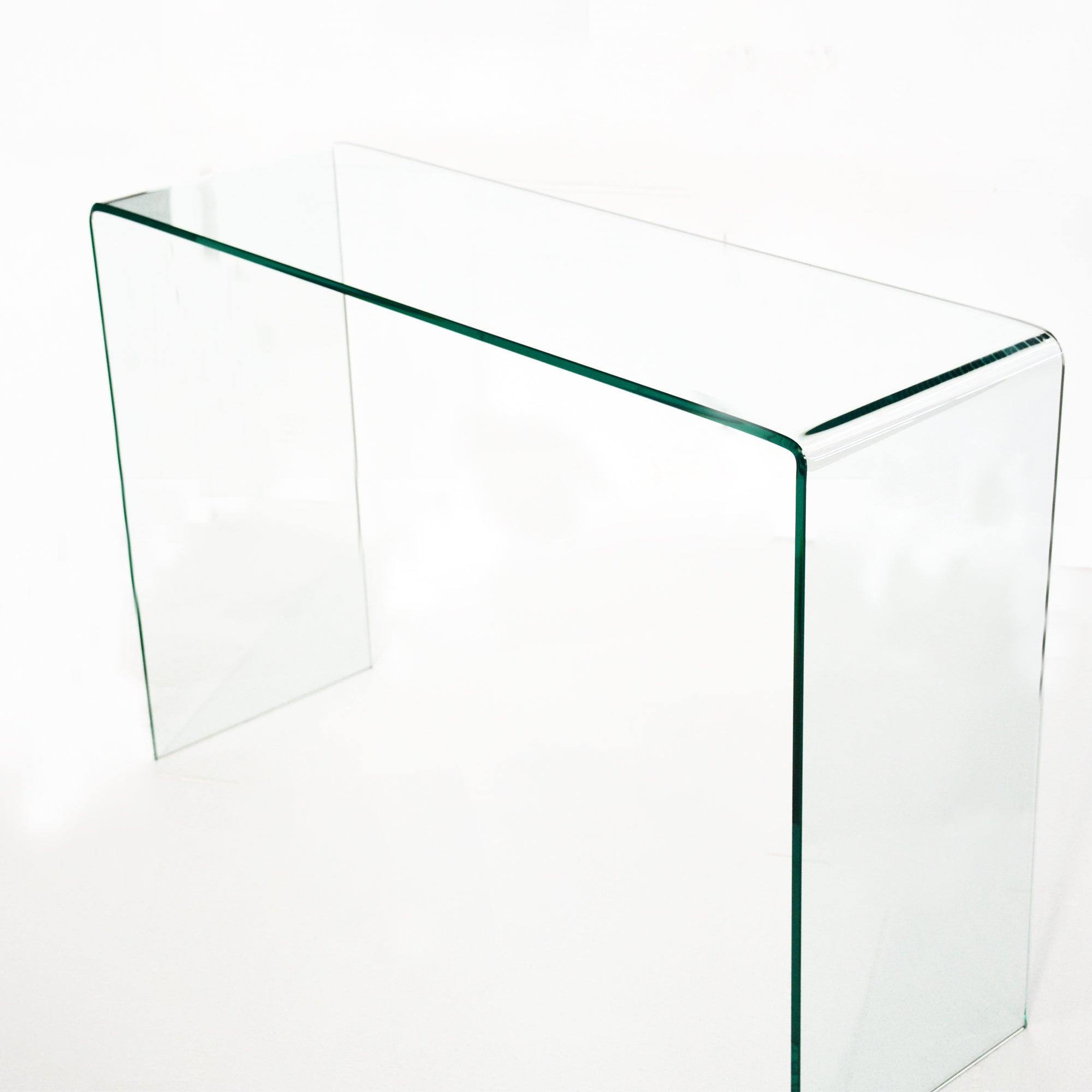 Glass Console Table, Transparent Tempered  Glass Console Table With Rounded Edges Desks, Sofa Table