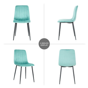 GIKILI Modern Dining Kitchen Chairs with Black Coated Metal Legs (set of 4), Teal